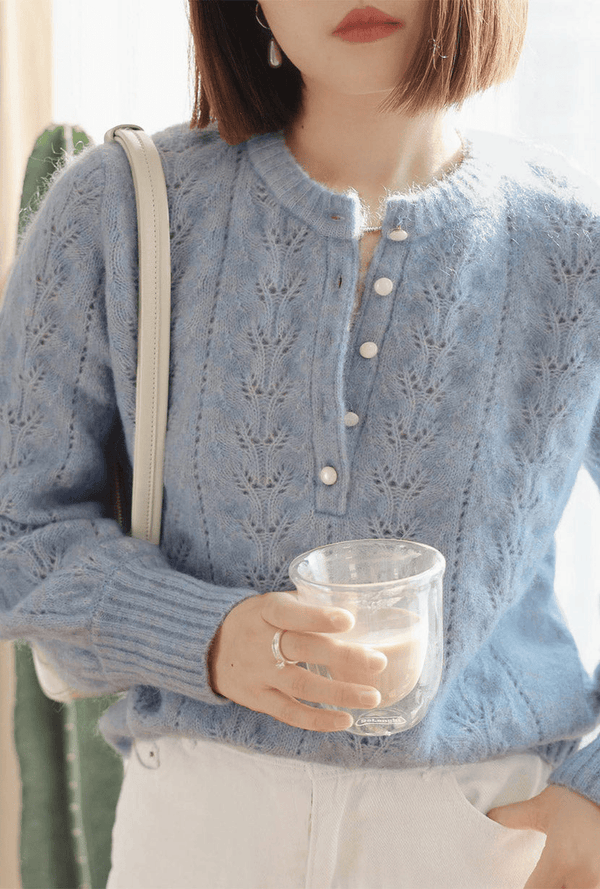 Maglione Romantico in Maglia Traforata